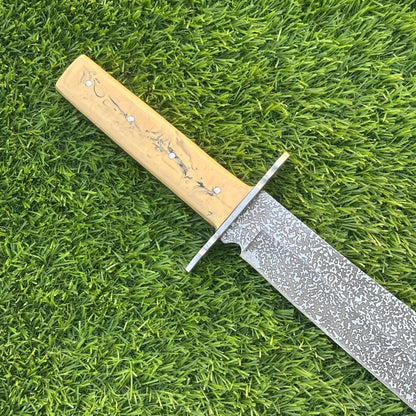 Handmade J2 Steel Knife – Etched Blade, Resin Handle, Full Tang, Collectible with Sheath – Gift for Him, Gift for Husband, Unique Knife ,