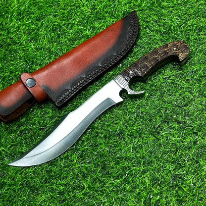 CUSTOM Handmade D2 Steel Bowie Knife – Rose wood Handle, Collectible with Sheath – Gift for Him, Gift for Husband, Unique Knife,