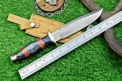 Bowie Knife 12&quot; Handmade J2 Steel with Hardwood Handle & Sheath – Unique Collectible Gift for Him, Husband Anniversary Present