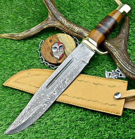 Bowie Knife 17&quot; Handmade J2 Steel Hunting Knife with Resin & Leather Handle – Gift for Him, Husband, Boyfriend