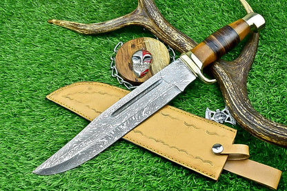 Bowie Knife 17&quot; Handmade J2 Steel Hunting Knife with Resin & Leather Handle – Gift for Him, Husband, Boyfriend