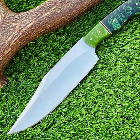 Hunting Knife Custom Handmade D2 Steel Bowie with Rosewood Handle & Leather Sheath – Gift for Him, Collectible Outdoor Knife
