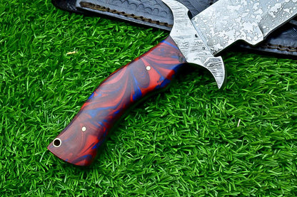 Handmade J2 Steel Bowie Knife 15&quot; | Resin | Damascus Guard | Etched Blade, Full Tang Knife, Collectible Bowie, Husband Anniversary Present