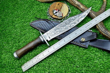 Wenge Wood Handle Handmade J2 Steel Bowie Knife 15.5&quot; | Steel Bolster, Rat Tail Tang | Collectible Gift for Him