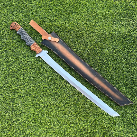Tanto Blade Sword 26&quot; Custom Handmade J2 Steel Full Tang Tactical Sword with Jigged Pakka Wood Handle - Collectible Gift for Him