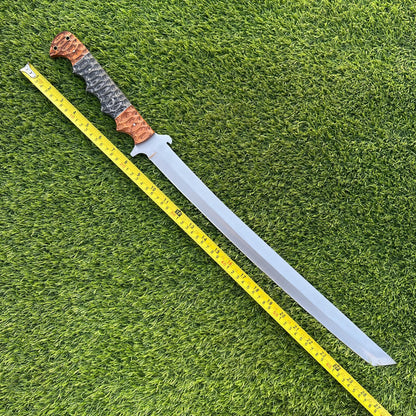 Tanto Blade Sword 26&quot; Custom Handmade J2 Steel Full Tang Tactical Sword with Jigged Pakka Wood Handle - Collectible Gift for Him