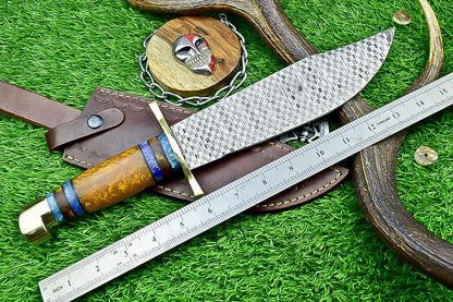 CUSTOM HANDMADE Bowie Knife 15&quot; Handmade J2 Steel Hunting Knife with Resin Handle – Brass Bolster, Gift for Him, Husband, Boyfriend