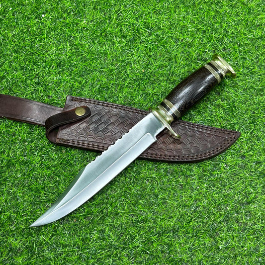 Bowie Knife 14&quot; Handmade D2 Steel with Wenge Wood Handle & Sheath – Unique Collectible Gift for Him