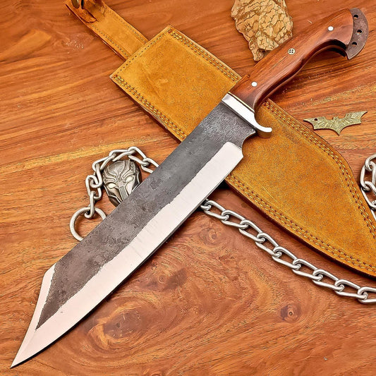 Big Bushcraft 18&quot; Bowie Knife Carbon Steel Hatchet Butcher Knife – Personalized Gift for Husband Birthday Outdoor Tool