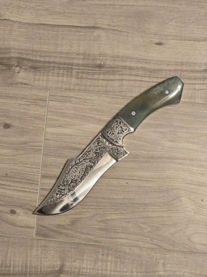 Custom Engraved D2 Steel Skinner Knife with Camel Bone Handle, Birthday Gift for Boyfriend & Husband, Handmade Masterpiece