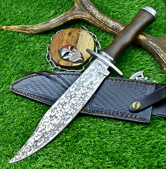 Wenge Wood Handle Handmade J2 Steel Bowie Knife 15.5&quot; | Steel Bolster, Rat Tail Tang | Collectible Gift for Him