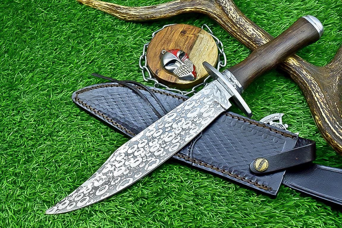 Wenge Wood Handle Handmade J2 Steel Bowie Knife 15.5&quot; | Steel Bolster, Rat Tail Tang | Collectible Gift for Him