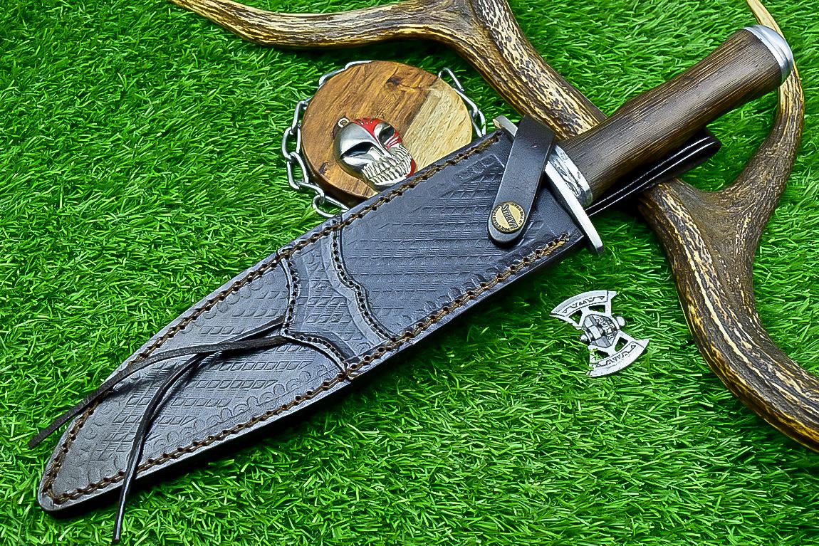 Wenge Wood Handle Handmade J2 Steel Bowie Knife 15.5&quot; | Steel Bolster, Rat Tail Tang | Collectible Gift for Him