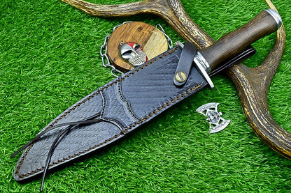 Wenge Wood Handle Handmade J2 Steel Bowie Knife 15.5&quot; | Steel Bolster, Rat Tail Tang | Collectible Gift for Him