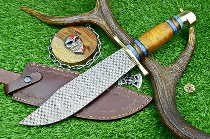 CUSTOM HANDMADE Bowie Knife 15&quot; Handmade J2 Steel Hunting Knife with Resin Handle – Brass Bolster, Gift for Him, Husband, Boyfriend