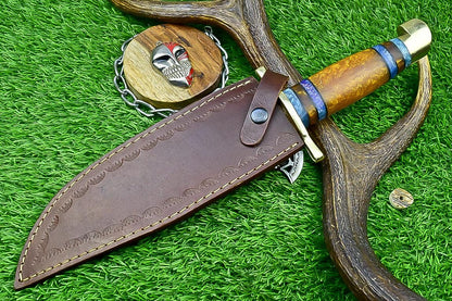 CUSTOM HANDMADE Bowie Knife 15&quot; Handmade J2 Steel Hunting Knife with Resin Handle – Brass Bolster, Gift for Him, Husband, Boyfriend