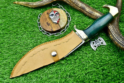 CUSTOM Handmade Kukri Knife 14.5&quot; | J2 Steel Blade with Engraving | Resin Handle & Brass Guard | Outdoor Hunting Kukri | Gift for Him