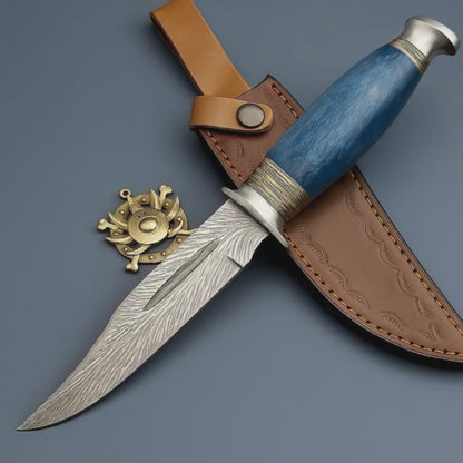 11" Custom Handmade J2 Steel Blade Hunting Knife, Bowie Knife W/Sheath EN-2829